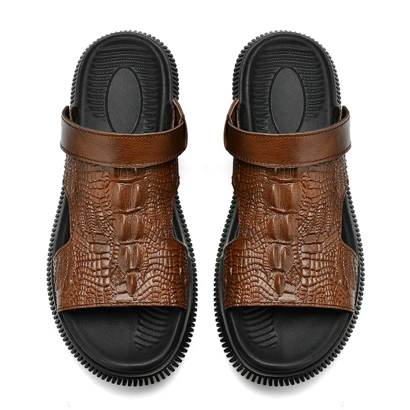 CrocoLuxe Slip-On Exotic Embossed Sandals