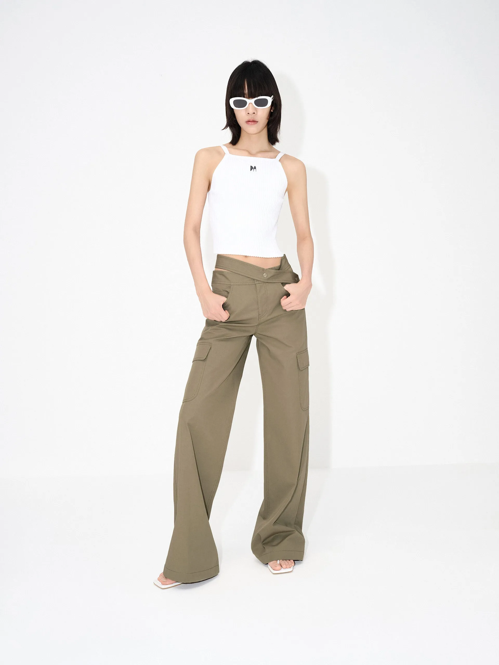 Crossover Waistband Cargo Pants