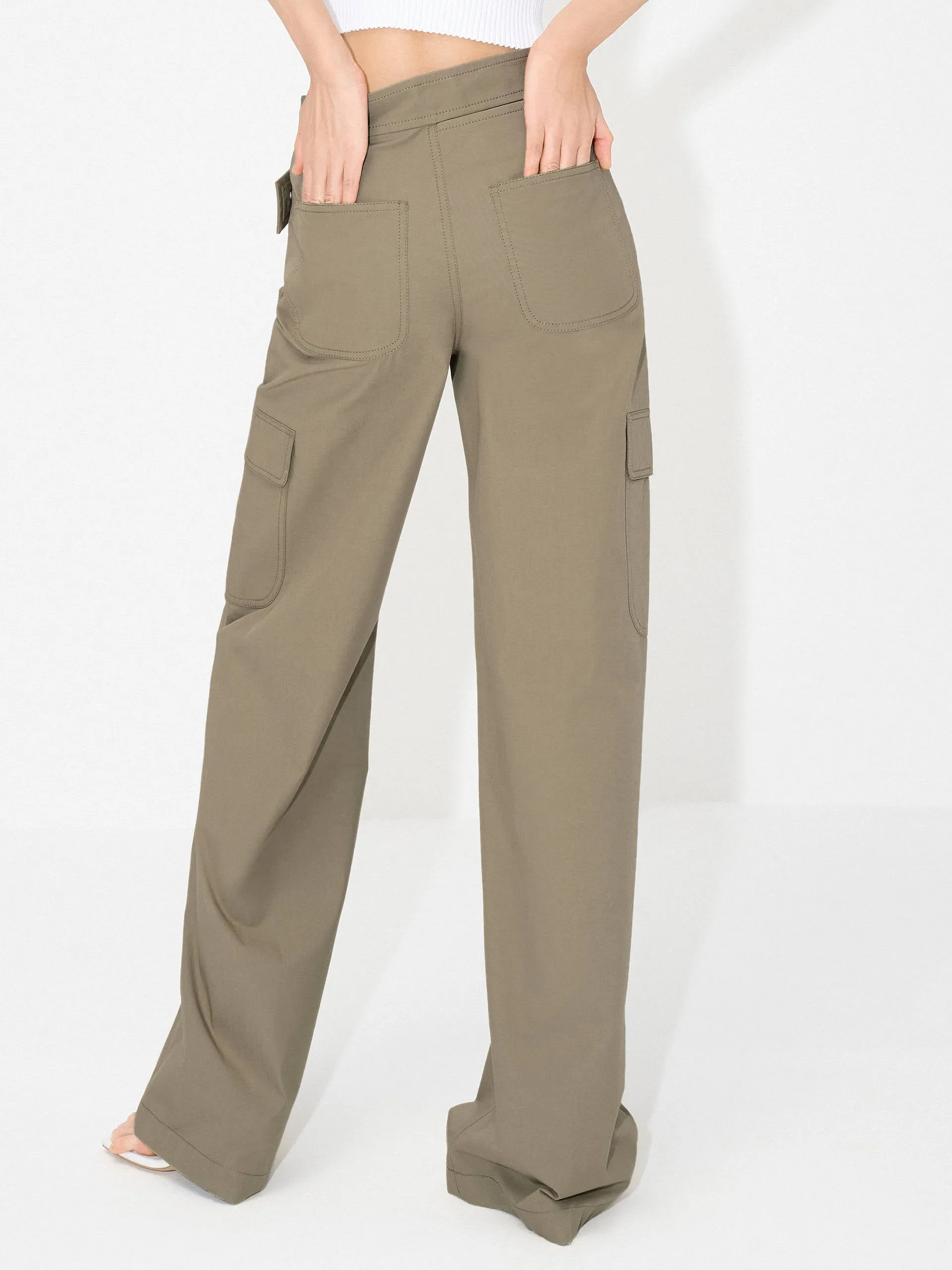 Crossover Waistband Cargo Pants