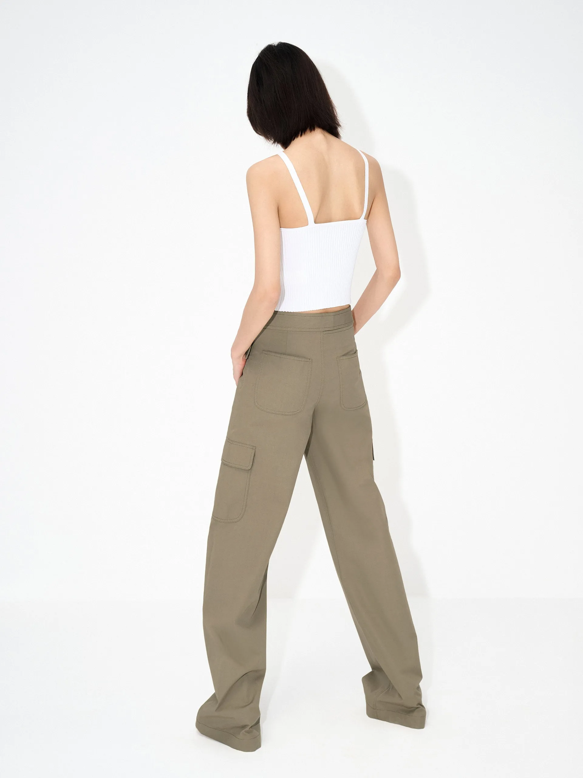 Crossover Waistband Cargo Pants