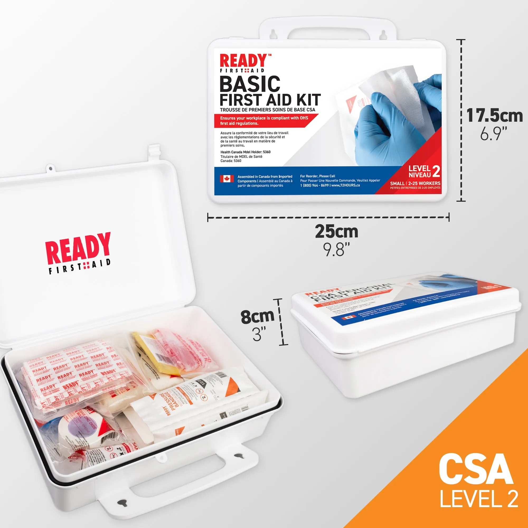 CSA (Z1220-17) Type 2 Basic First Aid Kit Small (2-25 Workers) with Plastic Box