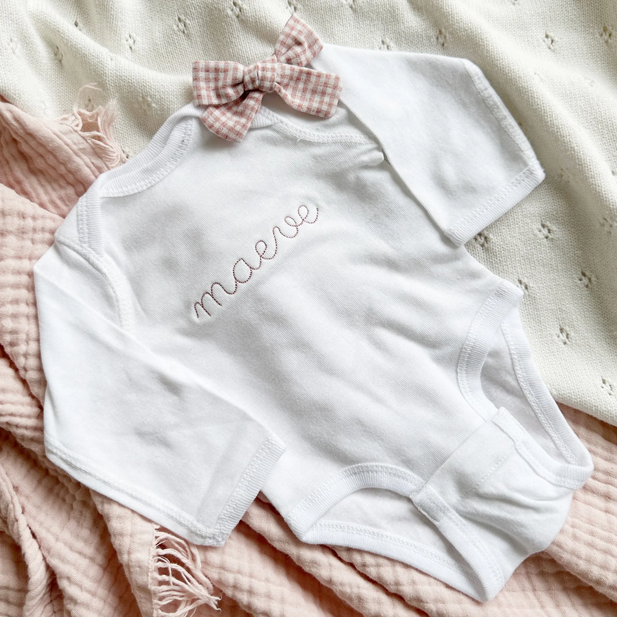 Cute Personalized Eliza Script Long Sleeve Baby Bodysuit