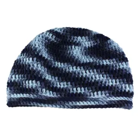 Dark and Light Blue Crochet Beanie Hat Medium/Large - JMCH29ML