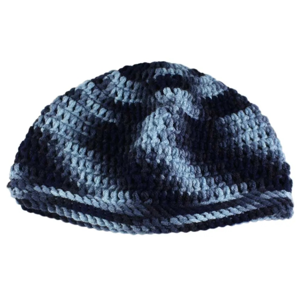 Dark and Light Blue Crochet Beanie Hat Small/Medium - JMCH29SM