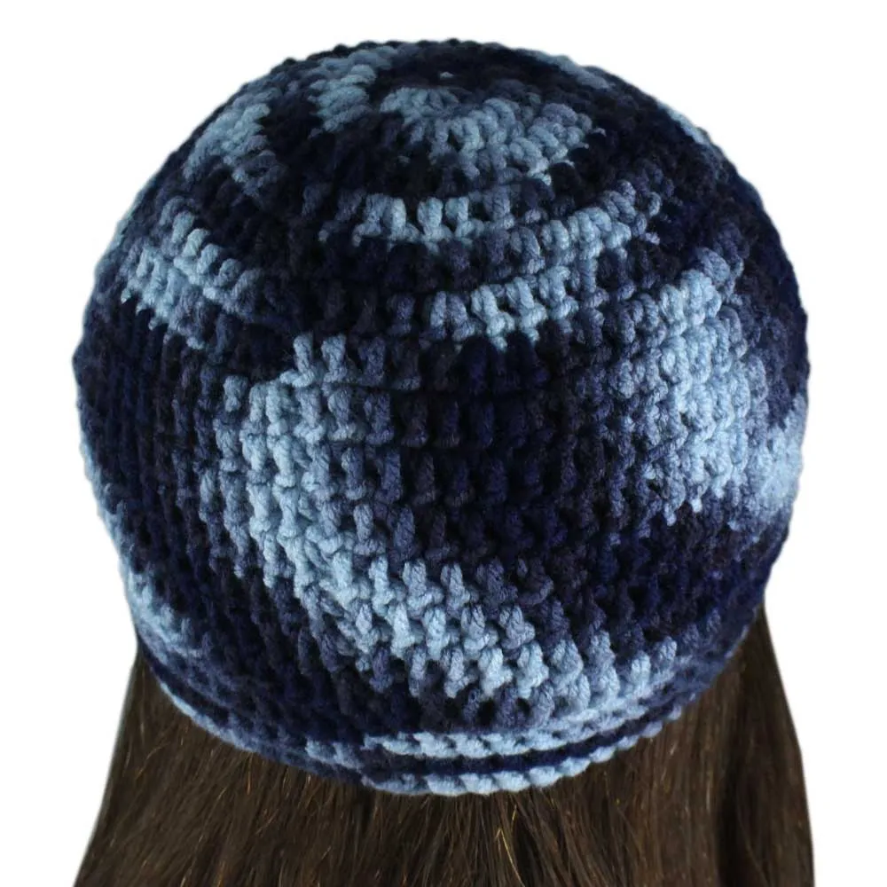 Dark and Light Blue Crochet Beanie Hat Small/Medium - JMCH29SM