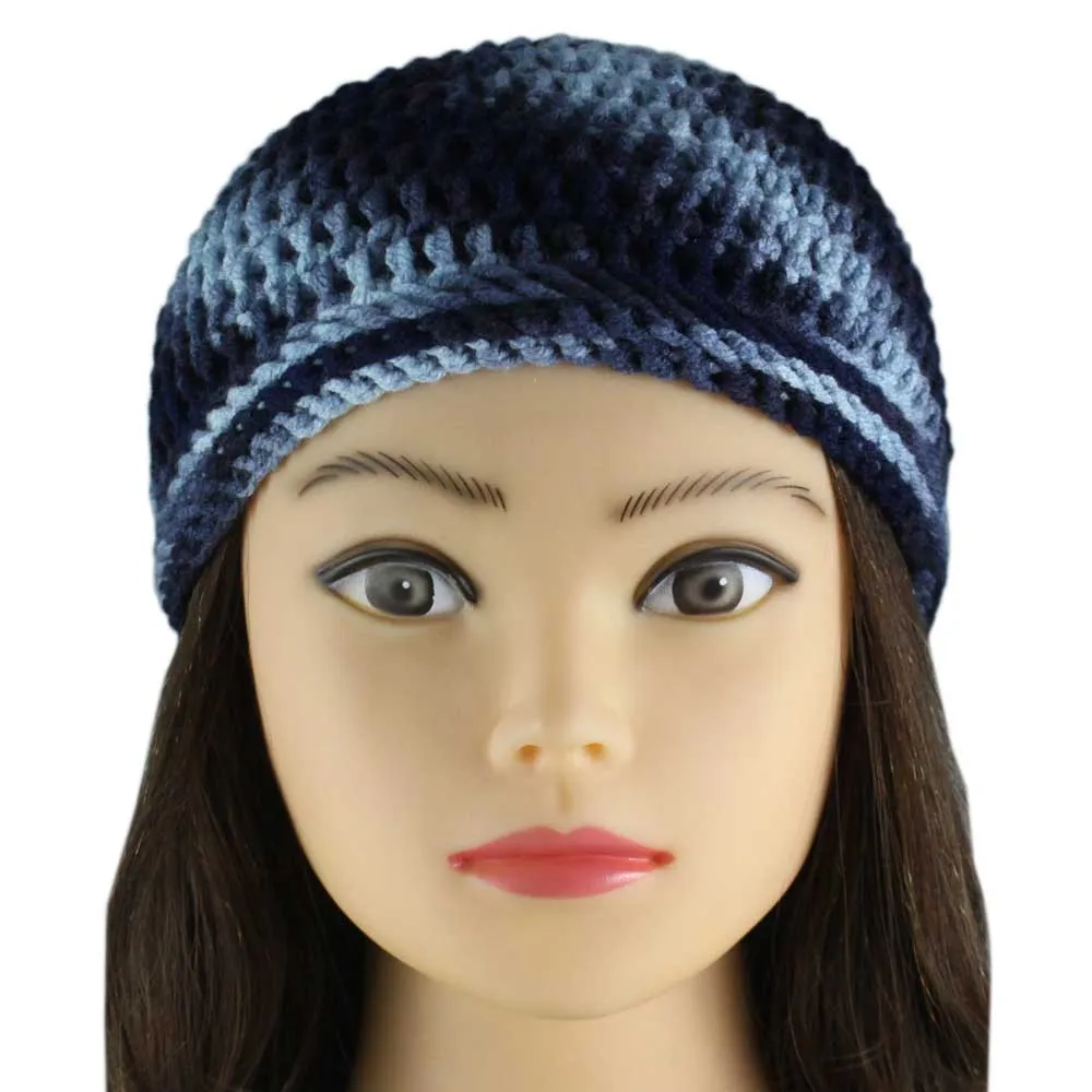 Dark and Light Blue Crochet Beanie Hat Small/Medium - JMCH29SM