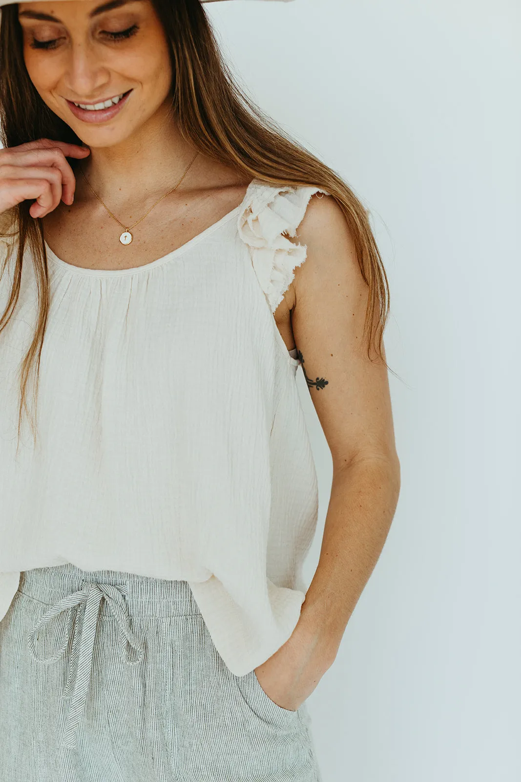 Dove Ruffle Tank