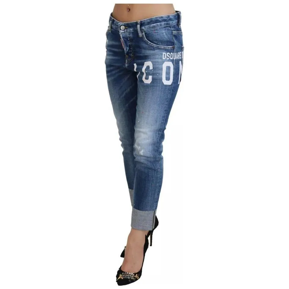 Dsquared² Blue Icon Low Waist Cropped Cool Girl Denim Jeans