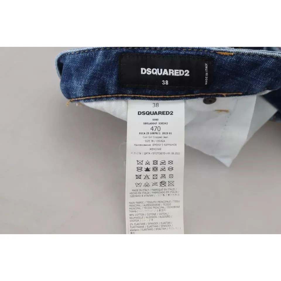 Dsquared² Blue Icon Low Waist Cropped Cool Girl Denim Jeans