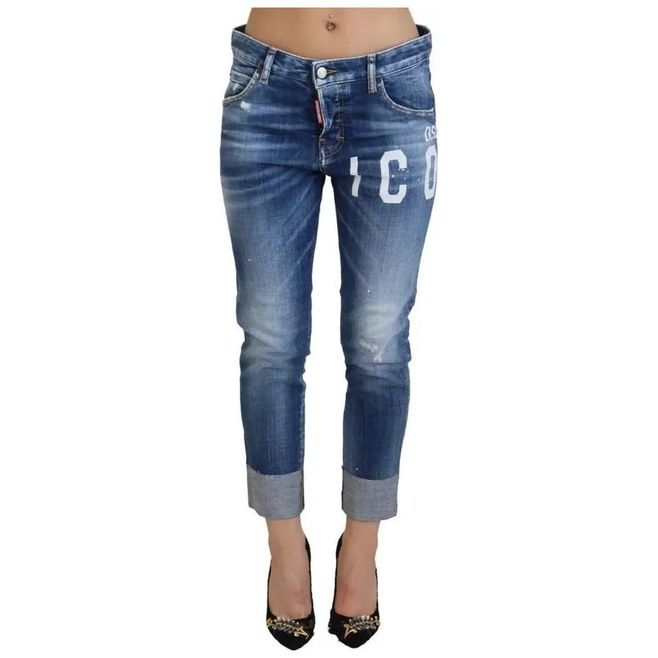 Dsquared² Blue Icon Low Waist Cropped Cool Girl Denim Jeans