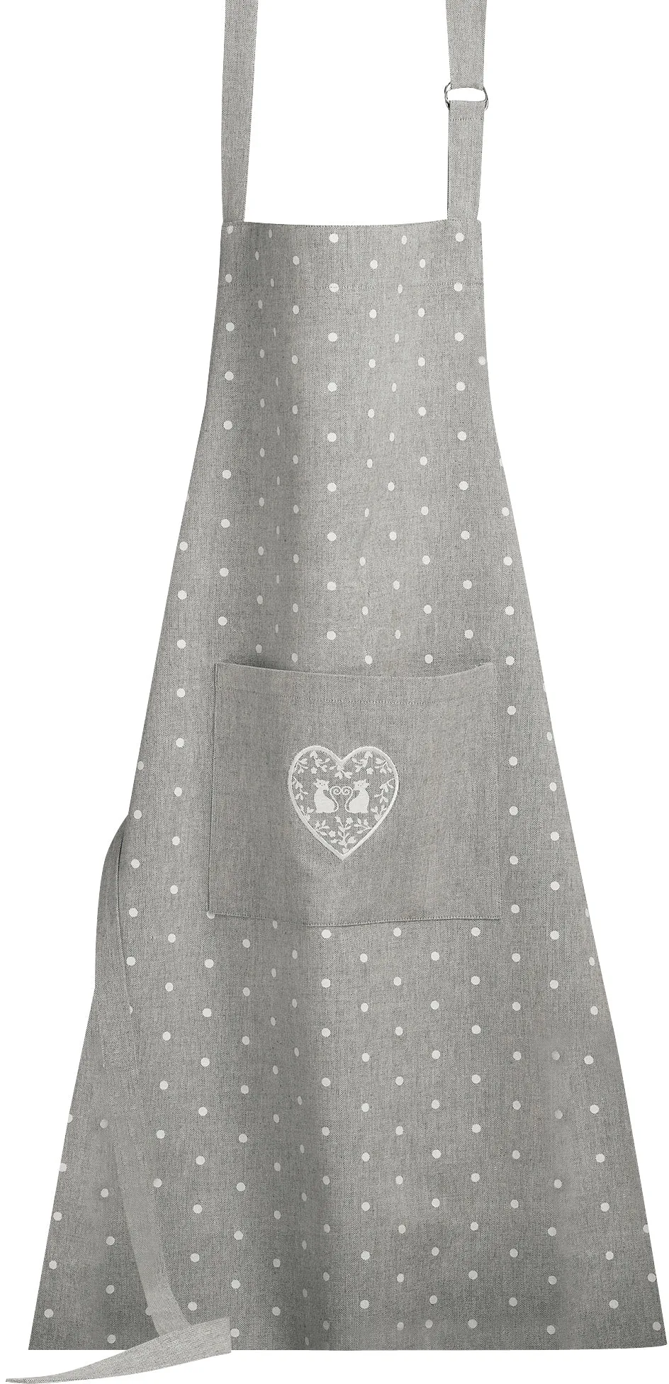 Duo of Cats in a Heart White and Grey Apron