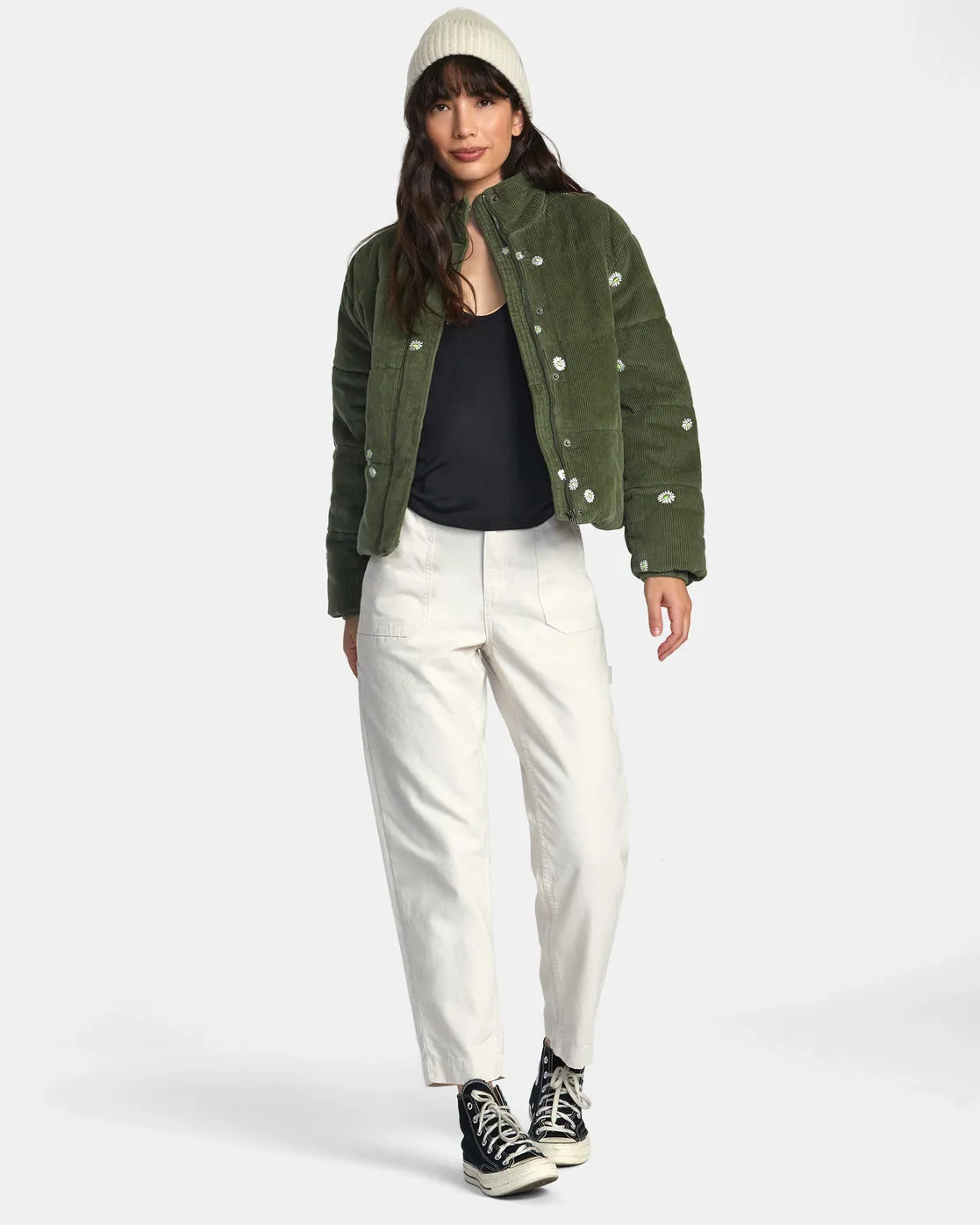 Eezeh Embroidered Puffer Jacket - Leaf