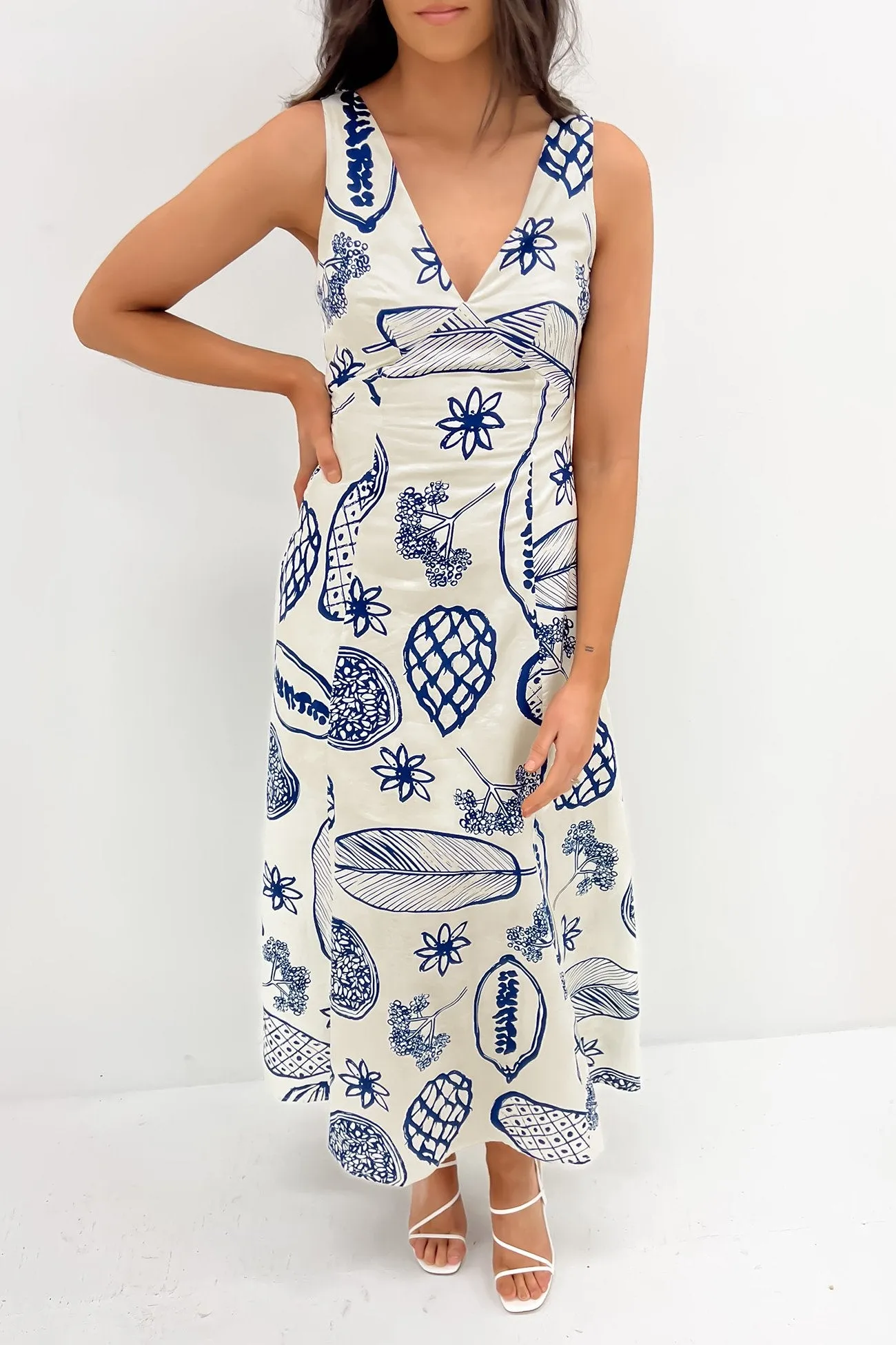 Eisley Maxi Dress Cream Navy