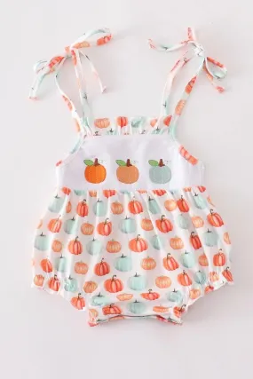 Embroidered Pumpkin Romper