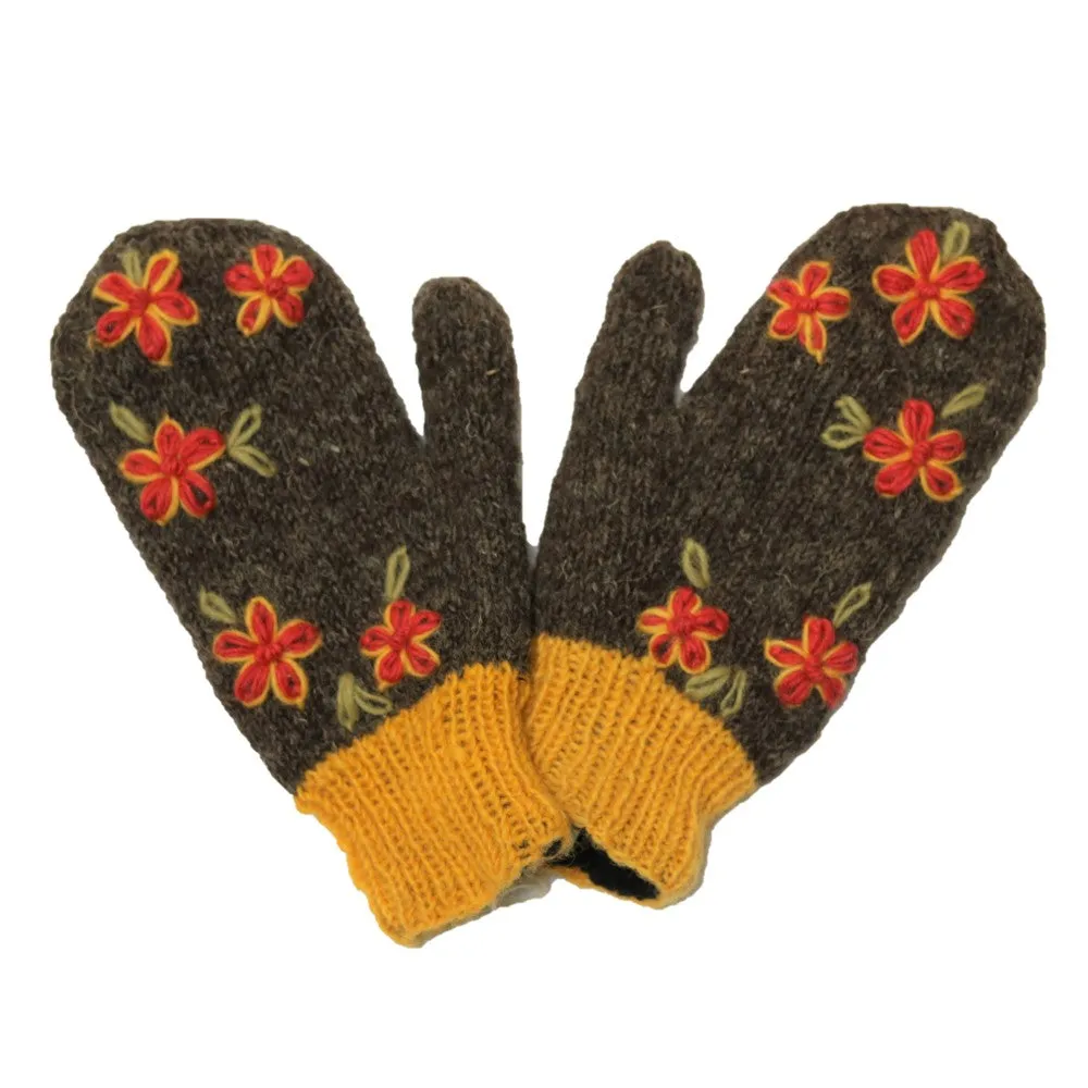 Embroidered Wool Mittens