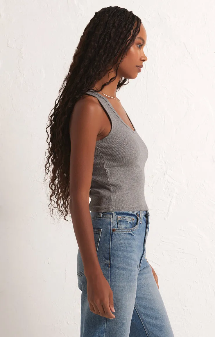 Essy Rib Top- Classic Heather Grey