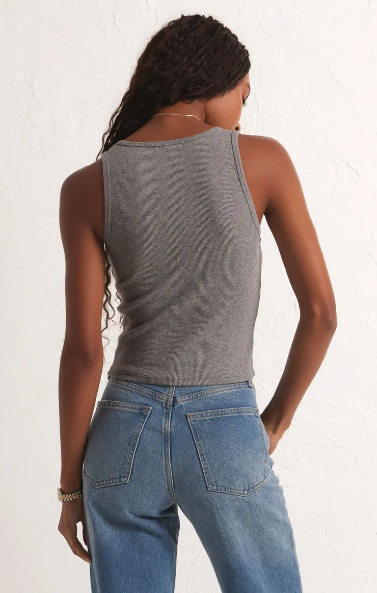 Essy Rib Top- Classic Heather Grey