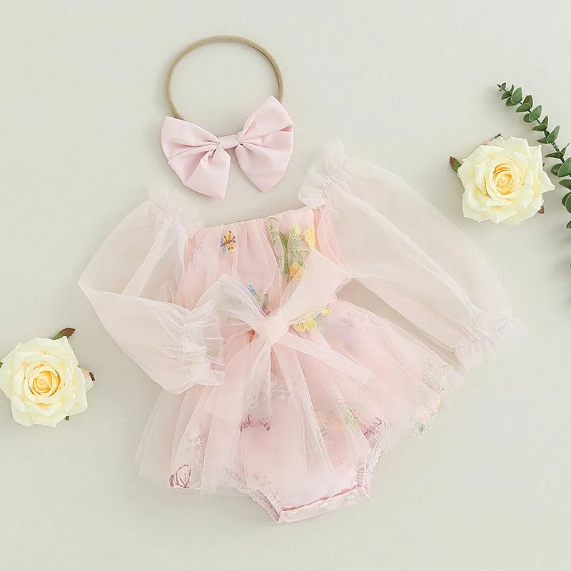 FAIRY Long-Sleeve Tulle Romper with Headband