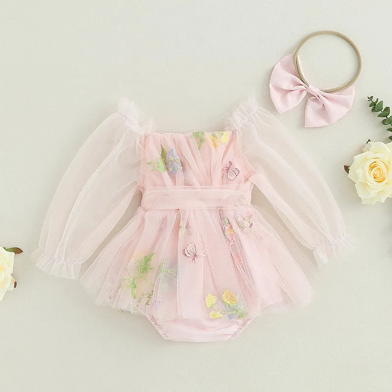 FAIRY Long-Sleeve Tulle Romper with Headband