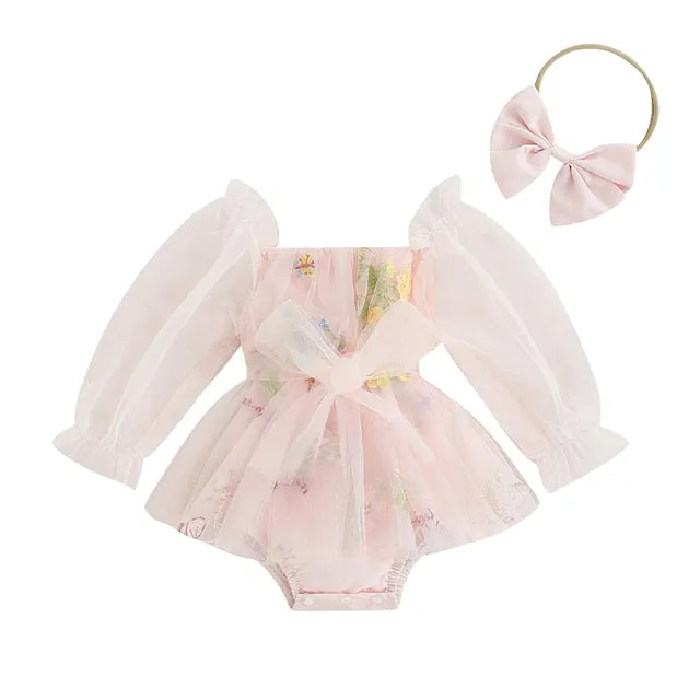 FAIRY Long-Sleeve Tulle Romper with Headband