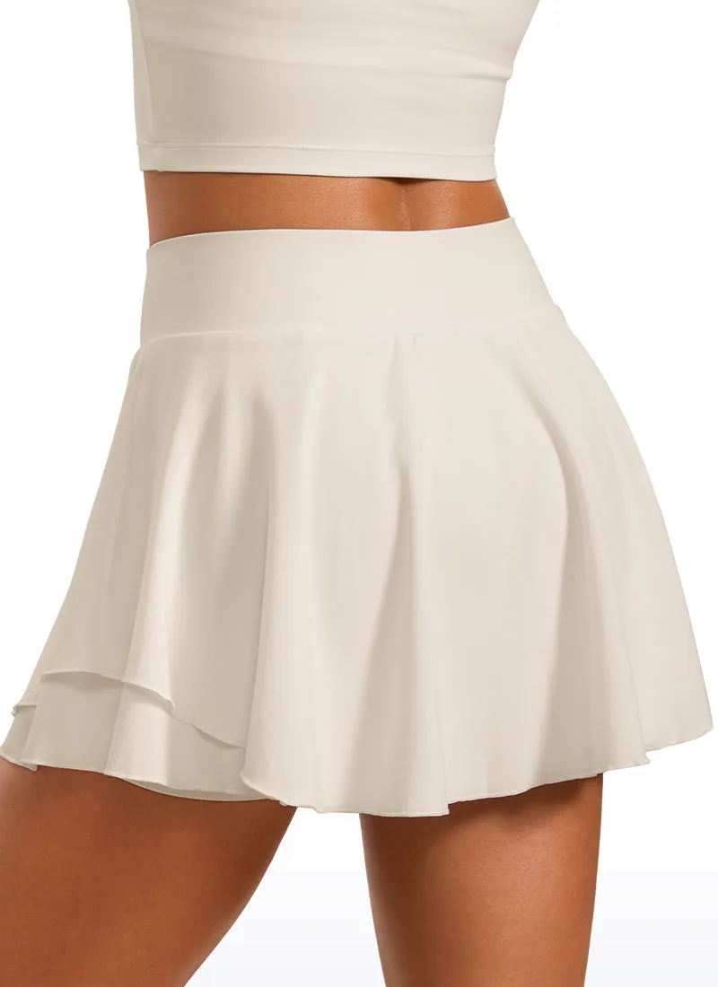 Feathery-Fit Soft V Crossover Ruffle Layered Tennis Skirts 13''