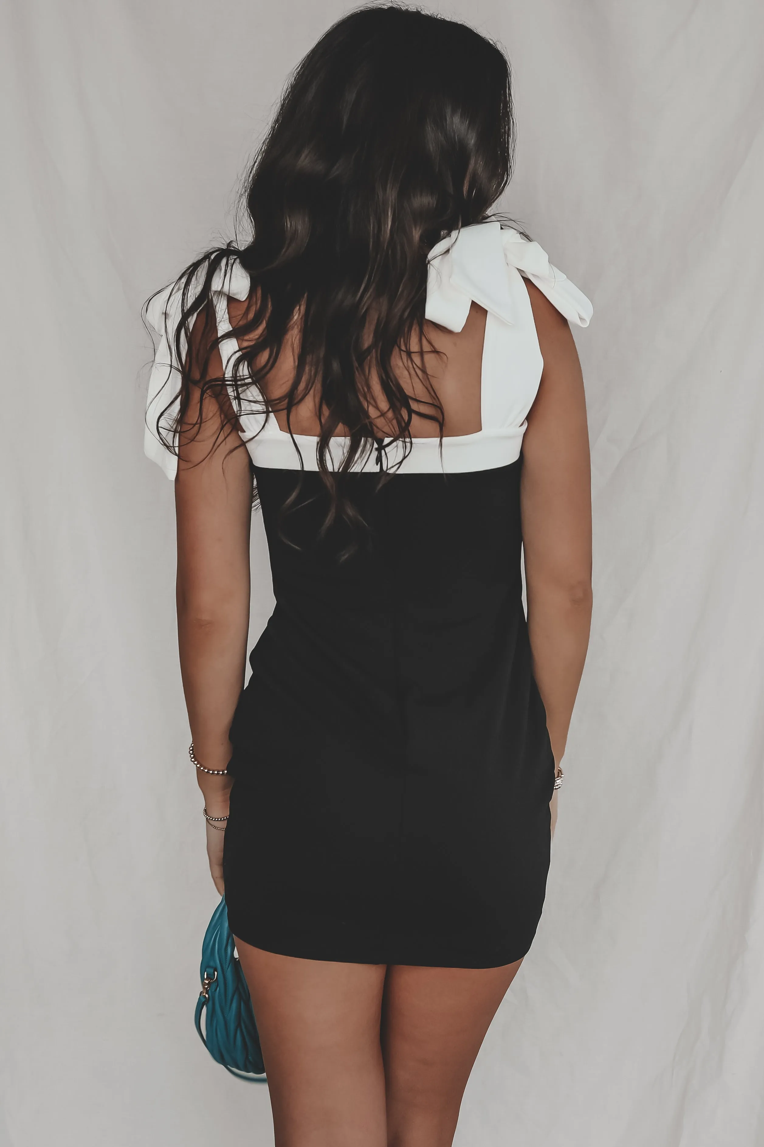 Feeling Lucky Black And White Tie Straps Dress