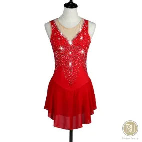 Figure SKating Dress Red lycra and Mesh, Sleeveless