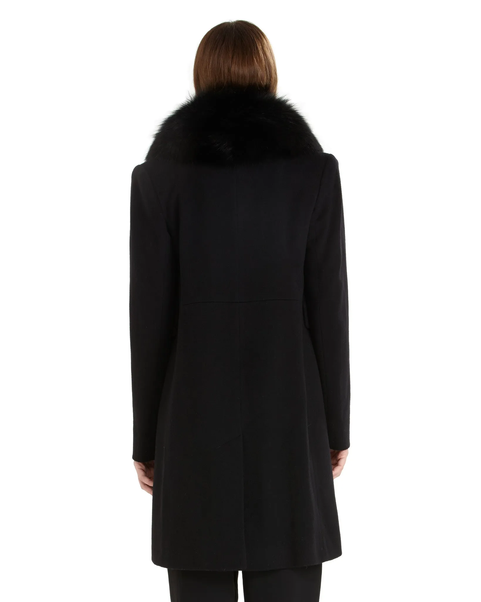 Fleurette Loro Piana Wool New City Coat with Genuine Fox Fur - FINAL SALE