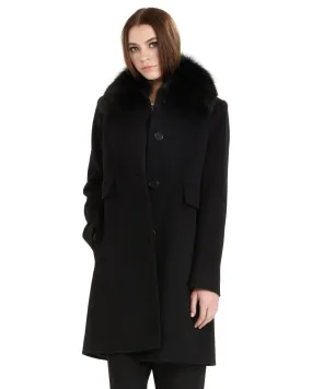 Fleurette Loro Piana Wool New City Coat with Genuine Fox Fur - FINAL SALE