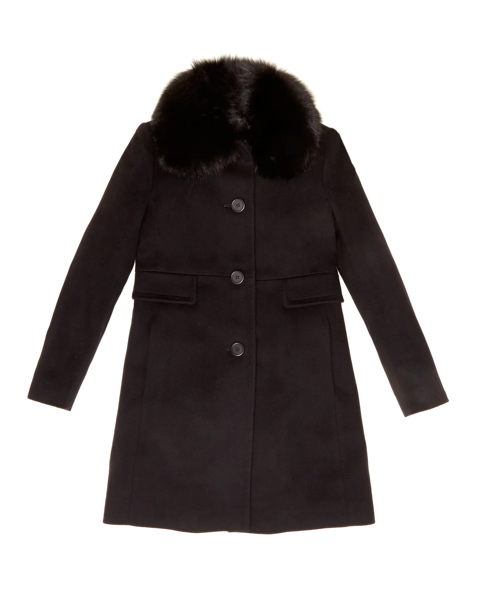 Fleurette Loro Piana Wool New City Coat with Genuine Fox Fur - FINAL SALE