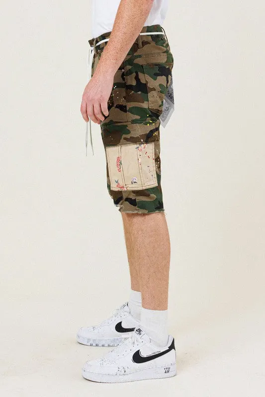 Flowers Patch Camo Cargo Short