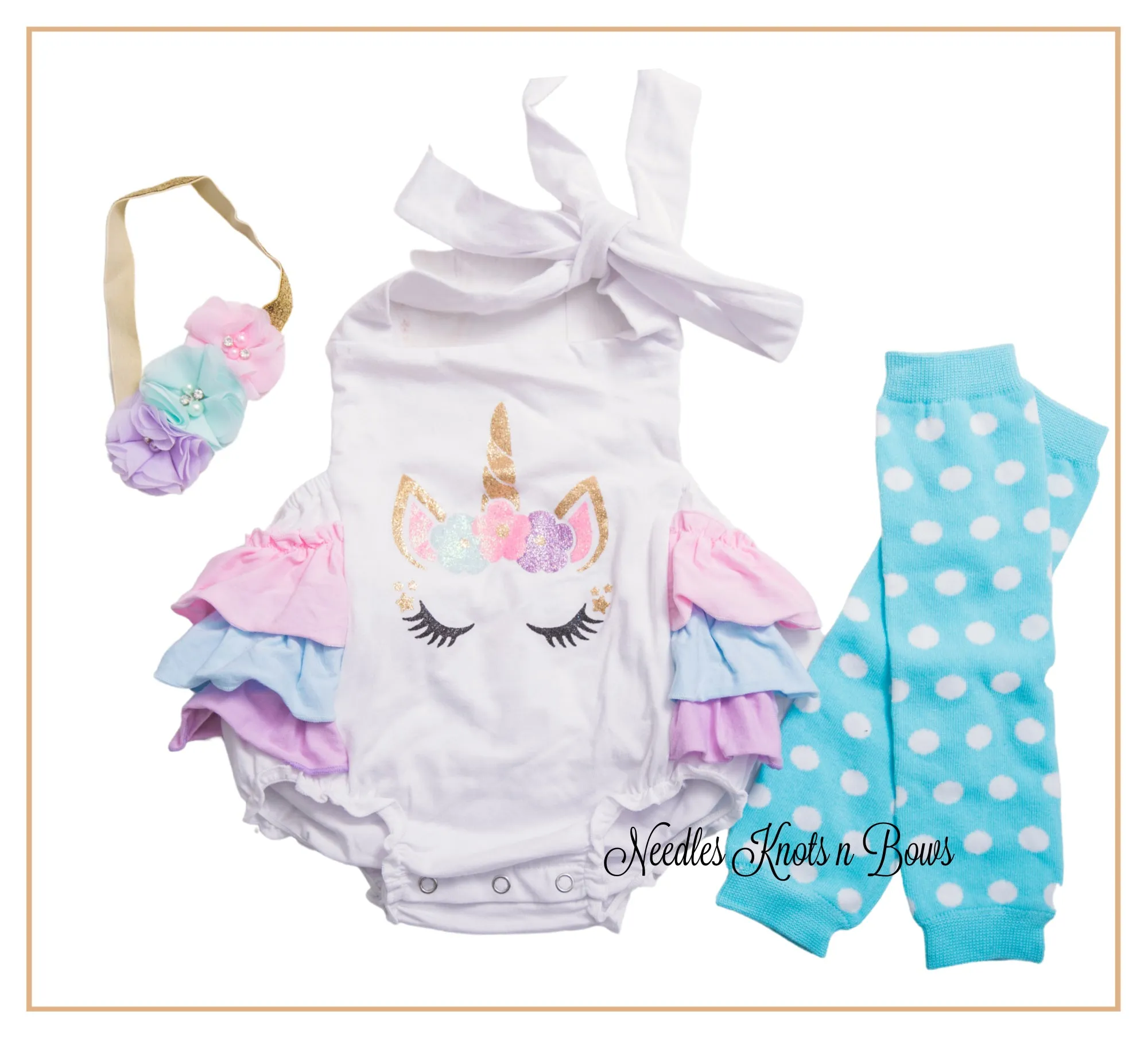 Girls Unicorn 1st Birthday Outfit, Unicorn Romper