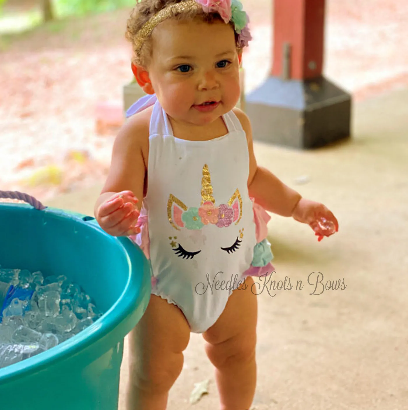 Girls Unicorn 1st Birthday Outfit, Unicorn Romper