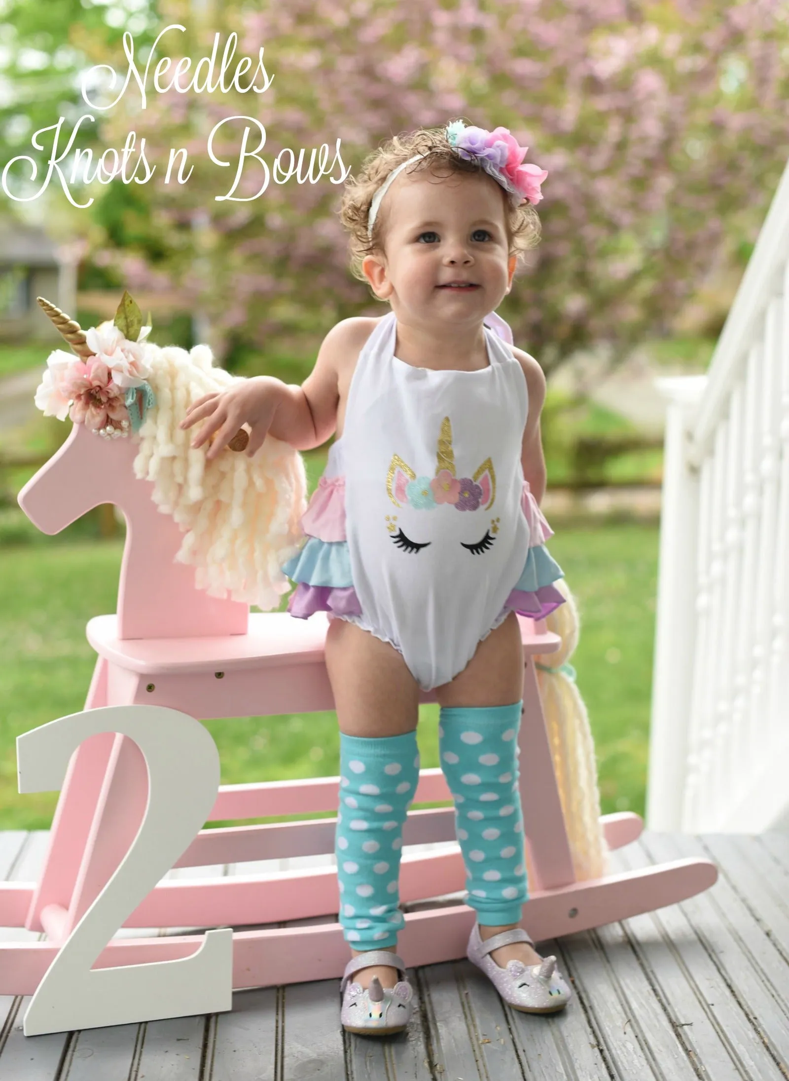 Girls Unicorn 1st Birthday Outfit, Unicorn Romper