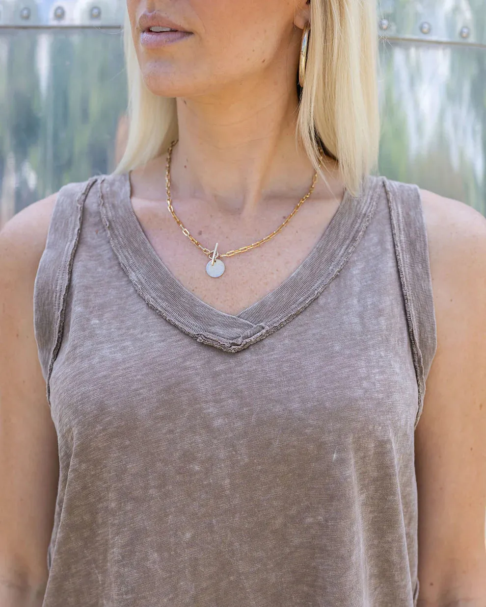 Grace & Lace Mineral Washed Tank - Hickory