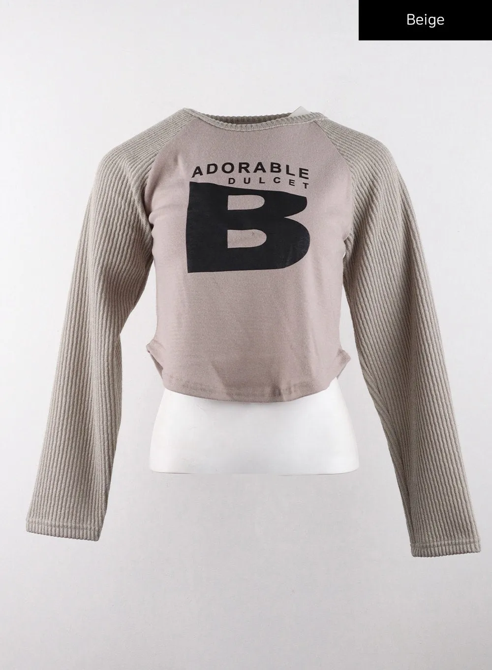 Graphic Lettering Long Sleeve Crop Top CD320