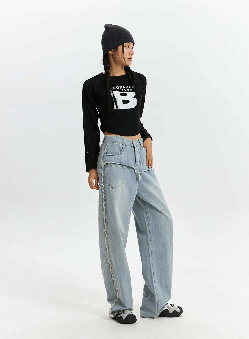 Graphic Lettering Long Sleeve Crop Top CD320