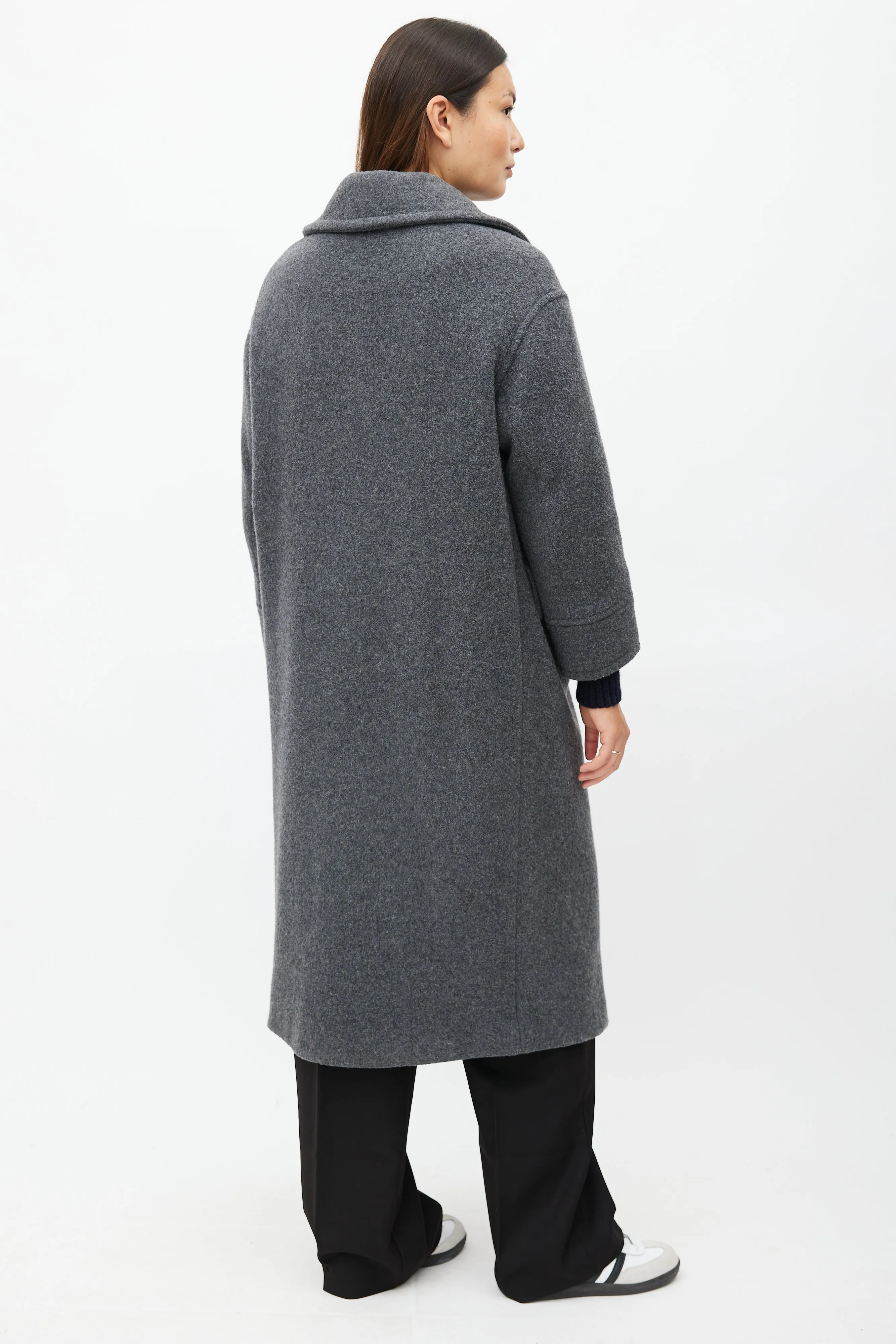 Grey Wool Double Breasted Coat