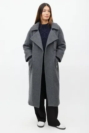 Grey Wool Double Breasted Coat