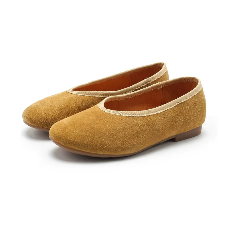 Handmade Suede Leather Flats For Women Mori Style Slip-on in 7 Colors