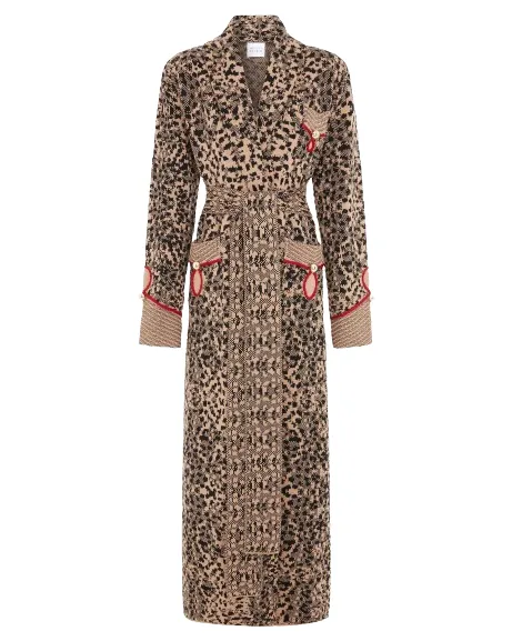 Hari Merino Jacquard Smoking Robe Camel