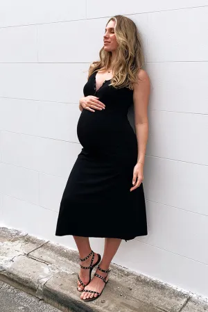 Henley Tank Maternity Dress - Black