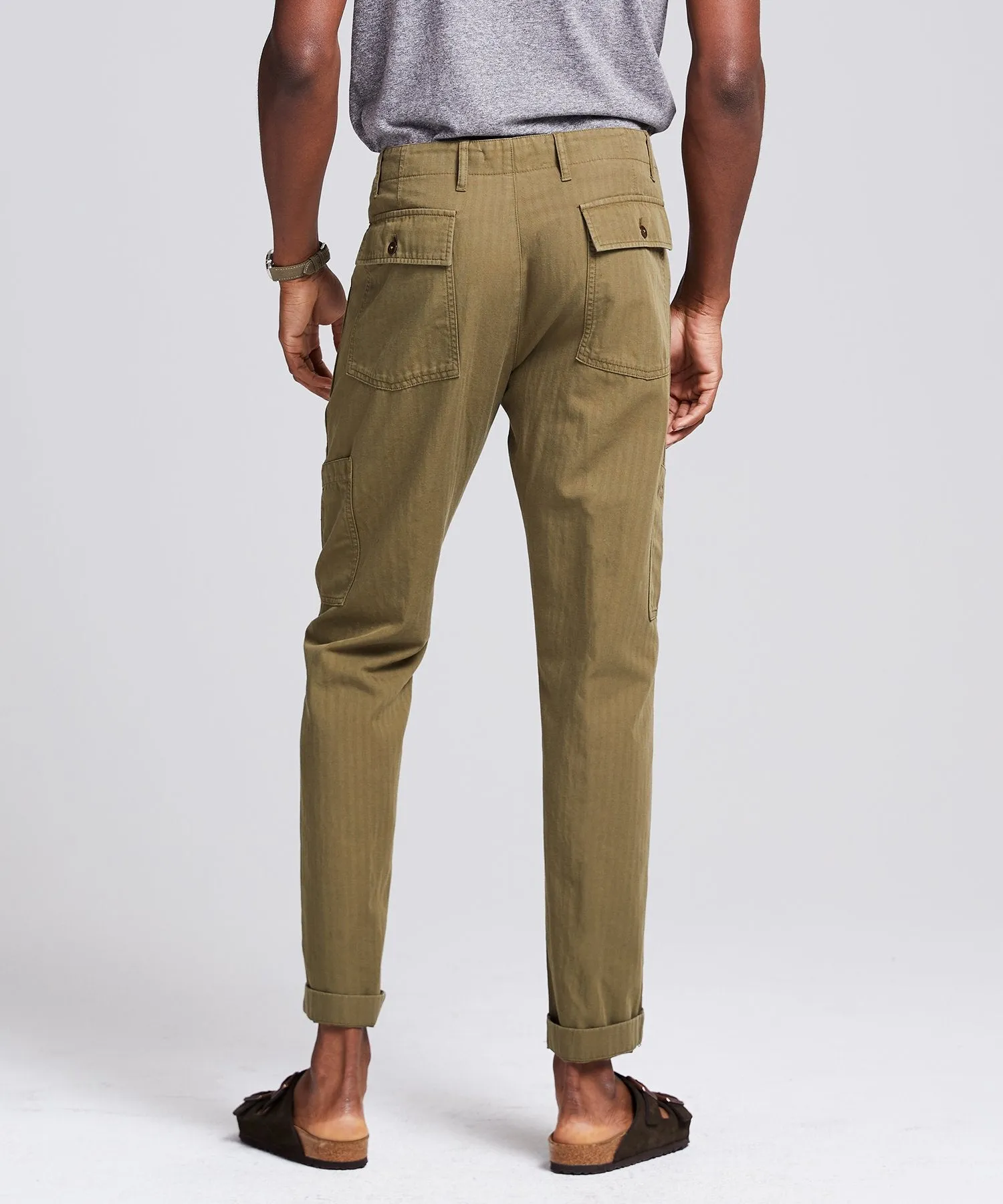 Herringbone Camp Pant in Olive