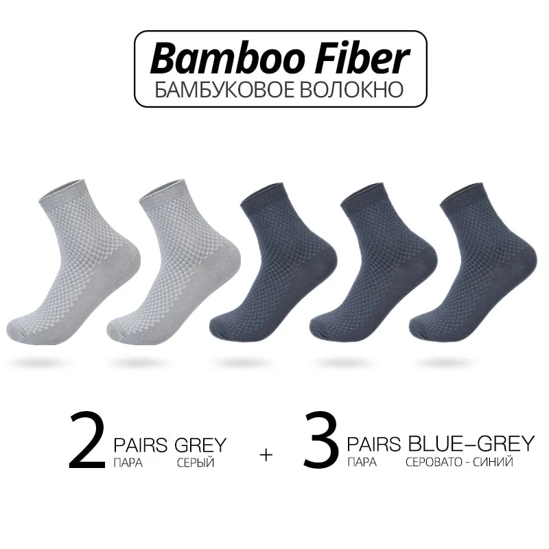 HSS Brand Bamboo Fiber Men Socks 5pairs/lot New Classic Business Long Socks Summer Winter Casual Man Dress Sock Big Size EU38-45