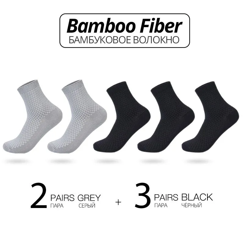 HSS Brand Bamboo Fiber Men Socks 5pairs/lot New Classic Business Long Socks Summer Winter Casual Man Dress Sock Big Size EU38-45