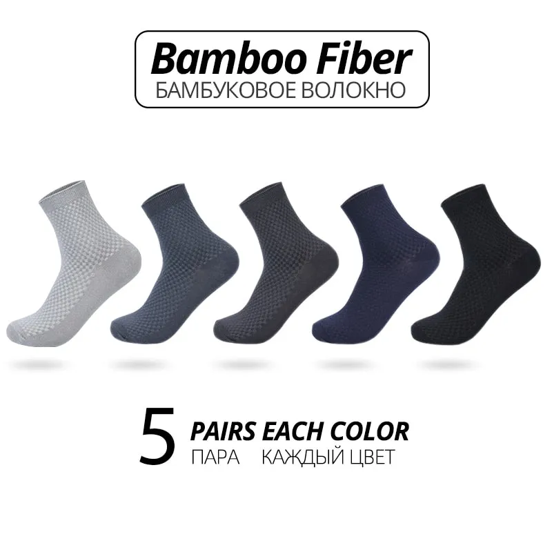 HSS Brand Bamboo Fiber Men Socks 5pairs/lot New Classic Business Long Socks Summer Winter Casual Man Dress Sock Big Size EU38-45