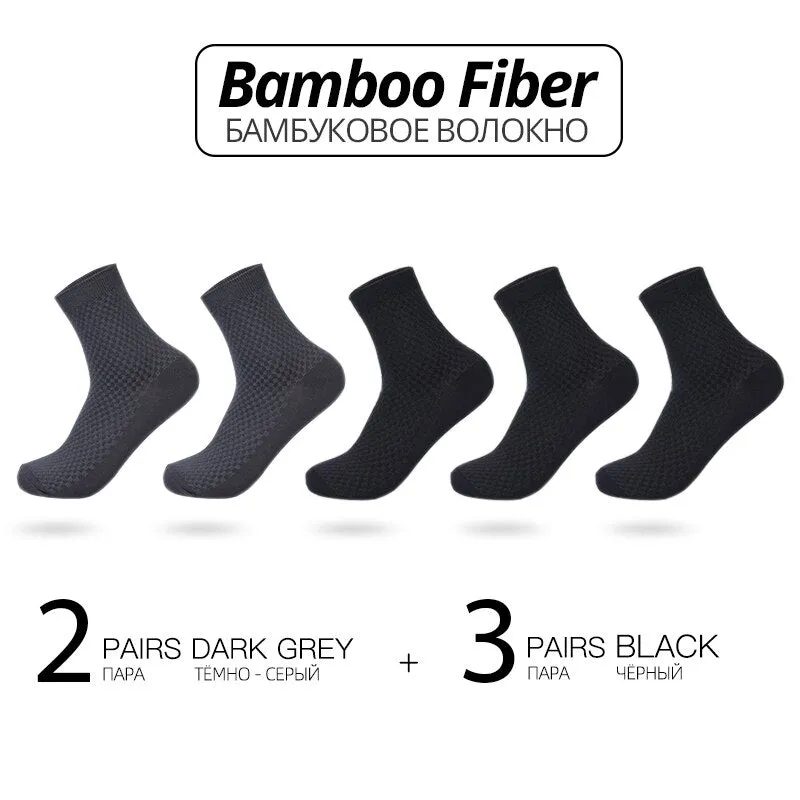 HSS Brand Bamboo Fiber Men Socks 5pairs/lot New Classic Business Long Socks Summer Winter Casual Man Dress Sock Big Size EU38-45