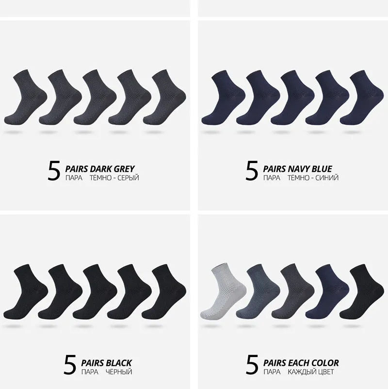 HSS Brand Bamboo Fiber Men Socks 5pairs/lot New Classic Business Long Socks Summer Winter Casual Man Dress Sock Big Size EU38-45