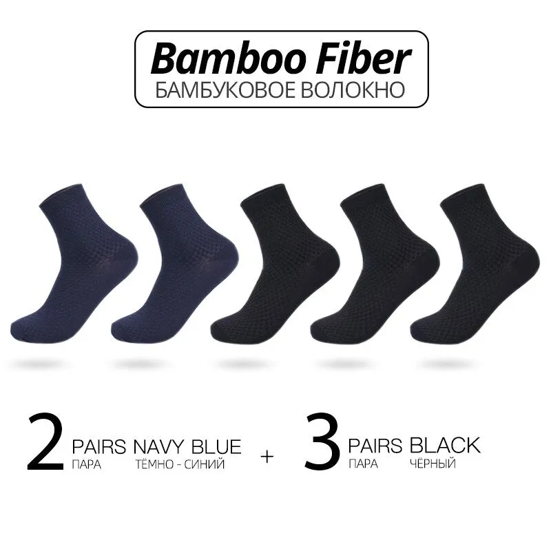 HSS Brand Bamboo Fiber Men Socks 5pairs/lot New Classic Business Long Socks Summer Winter Casual Man Dress Sock Big Size EU38-45