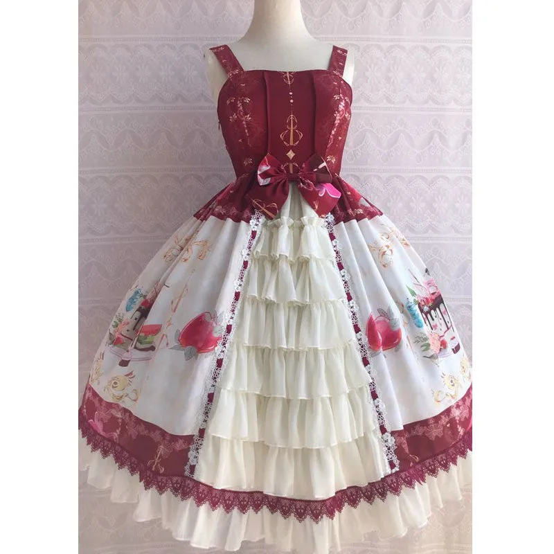 Icy Dessert ~ Sweet Printed Chiffon Party Dress Ruffled Lolita JSK Dress by Yiliya